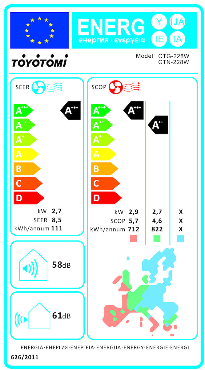 Toyotomi Erai CTN/CTG-371W Κλιματιστικό Inverter 24000 BTU A+++/A++ με Ιονιστή και WiFi