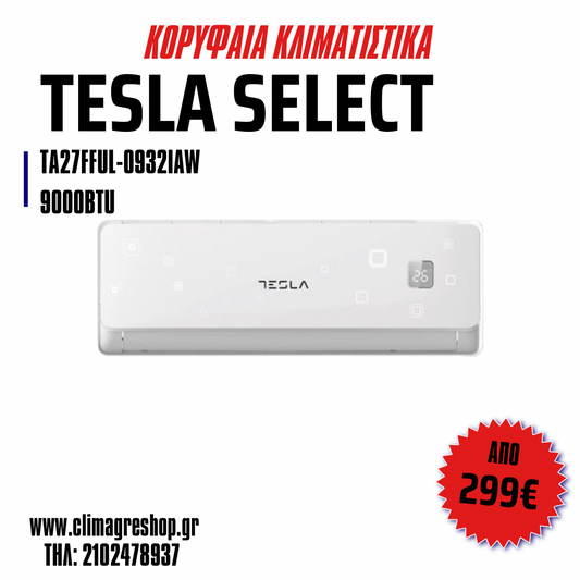 Tesla Select TA27FFUL-0932IAW Κλιματιστικό Inverter 9000 BTU A+++/A++ με Wi-Fi και Ιονιστή