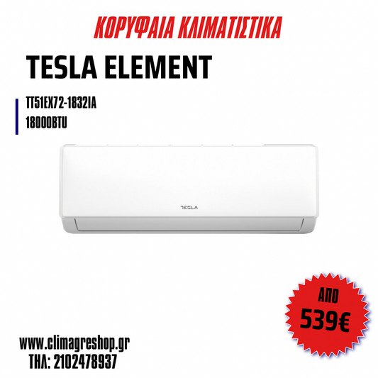 Κλιματιστικό inverter Tesla TT51EX72-1832IA 18000 BTU με ενεργειακή κλάση A++/A+++, λειτουργίες ψύξης, θέρμανσης, αφύγρανσης και αυτόματου καθαρισμού με αντισκουριακό χρώμα ώστε να διατηρείτε και σε περιοχές με θάλασσα-λίμνη, ιδανικό για χώρους έως 40 τ.μ., με αθόρυβη λειτουργία και σύγχρονο σχεδιασμό. Κλιματιστικό με 10 χρόνια εγγύηση σε όλα τα μέρη του.